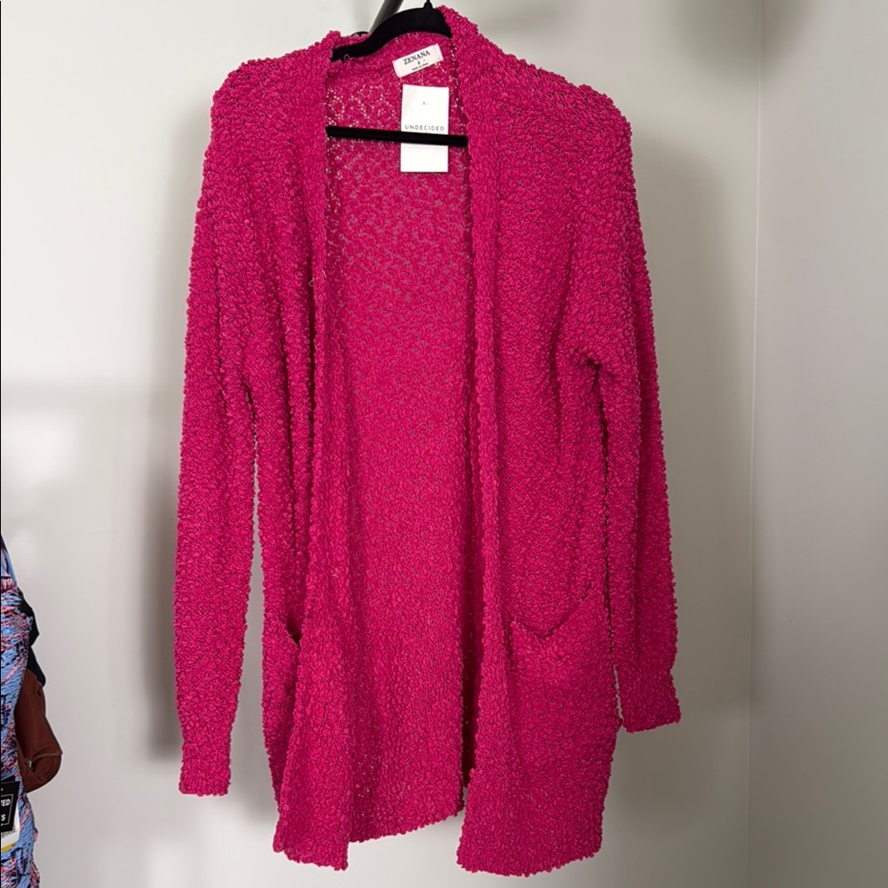 ✨ Zenana Outfitters Pink Knit Open-Front Cardigan